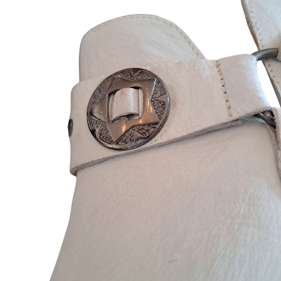 Vintage7 La Cienega Boot Booties White Leather Silver Disc Trim 8 - Picture 3 of 6